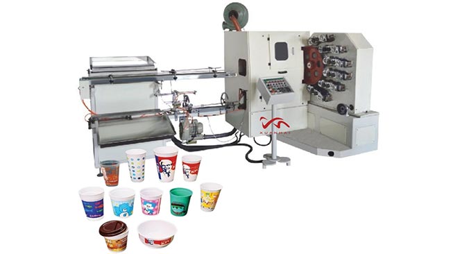 Curved offset UV ink Automatic 6 Color Plastic Cup Printing Machine for Coffee Tea Cup